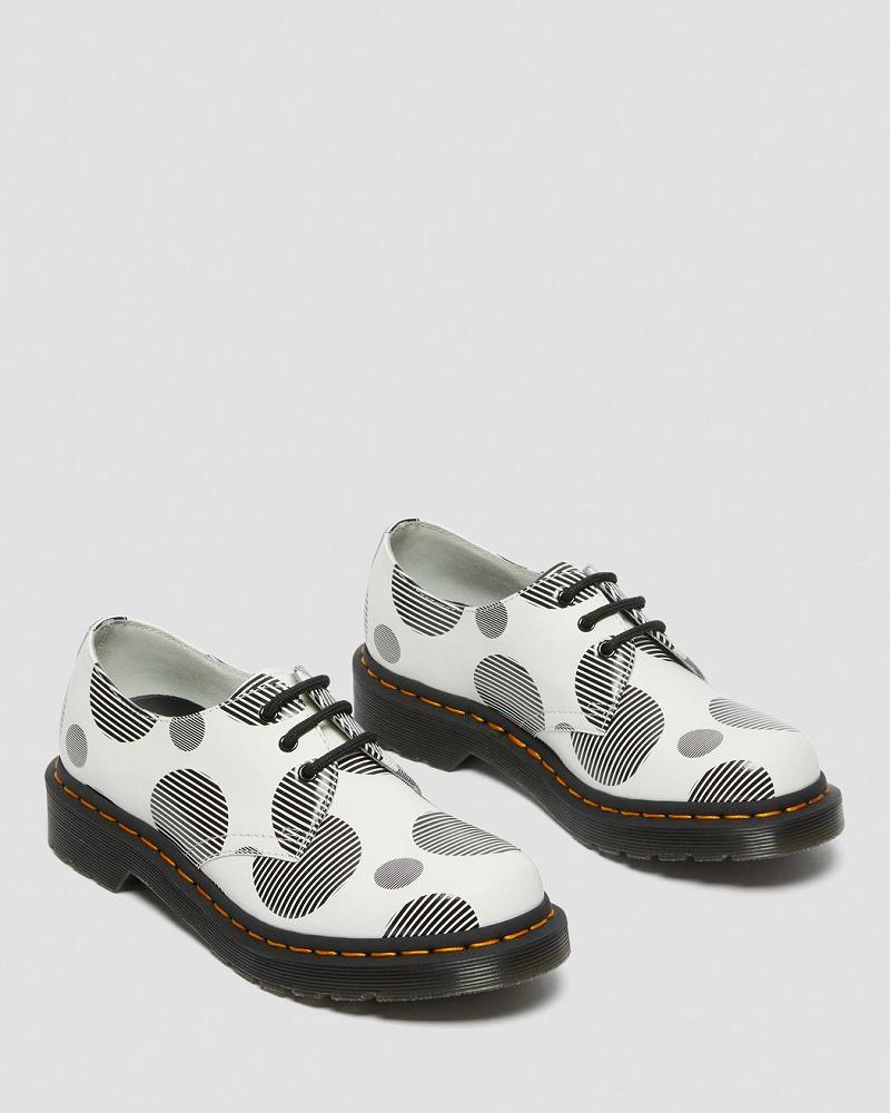 Dr Martens 1461 Polka Dot Smooth Læder Oxford Sko Dame Hvide | DK 366AHK